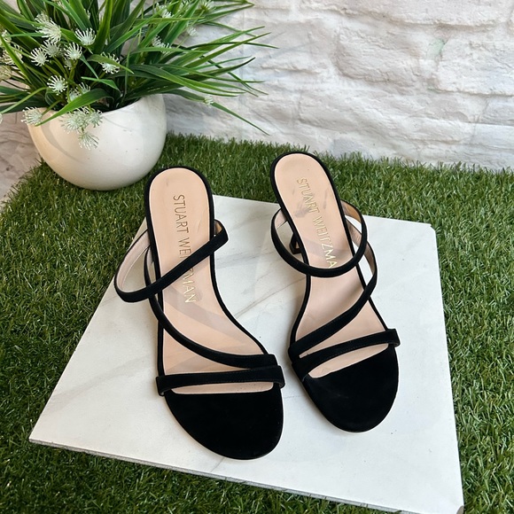 STUART WEITZMAN black suede leather sandals size 9 - Picture 2 of 15